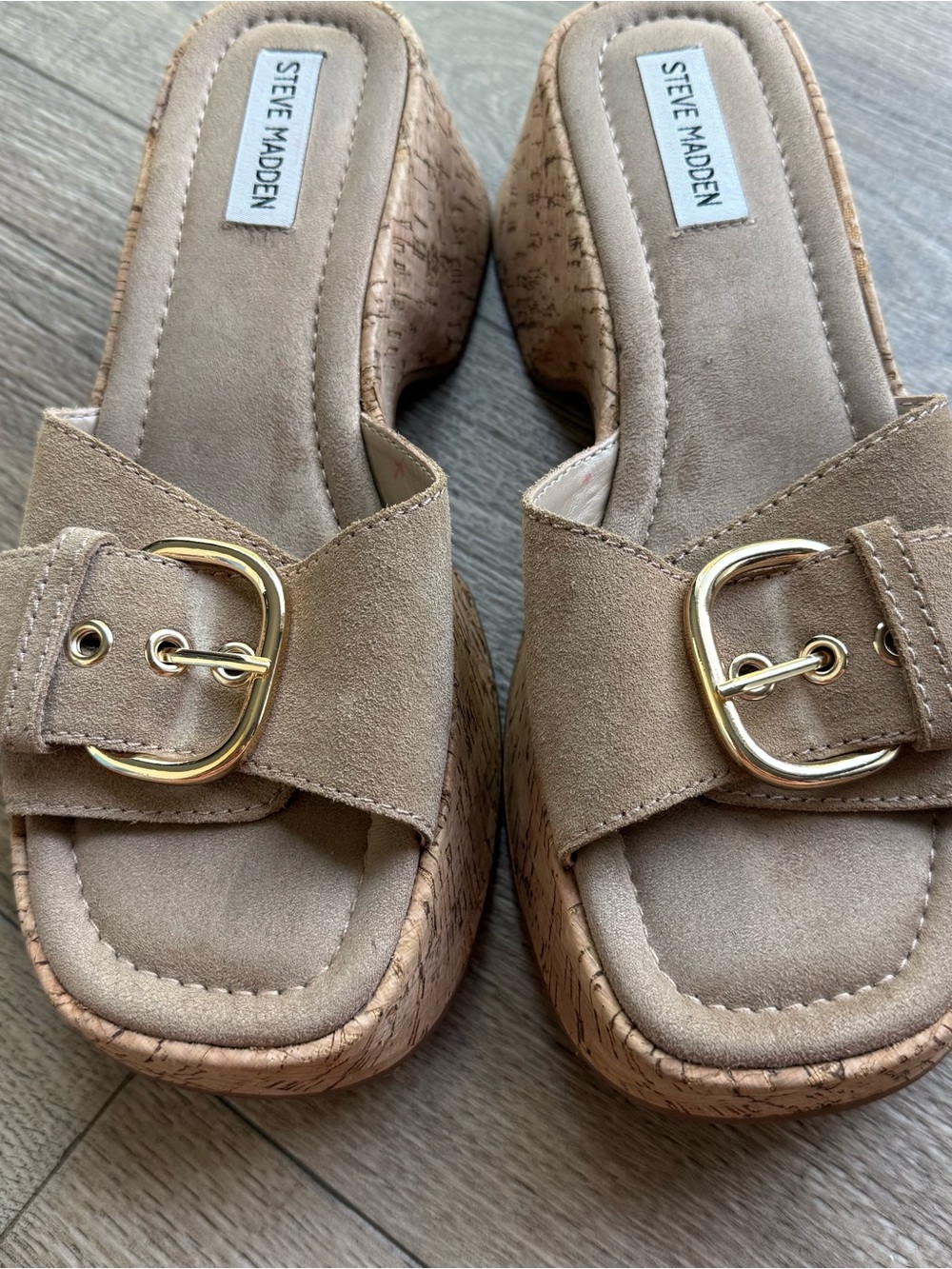 Vintage Steve Madden Y2K chunky platform sandals Gaia 8.5 women tan - Picture 2 of 9